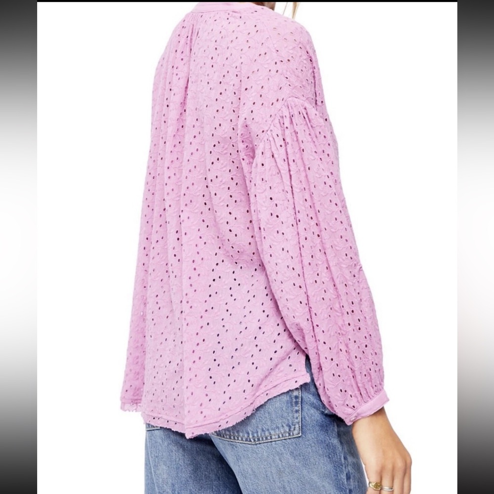Free People Women's Maddison Eyelet Blouse SZ S Orchid - Picture 2 of 6